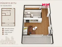 Pronájem bytu 1+kk, Hradec Králové - Nový Hradec Králové, Jana Masaryka, 35 m2