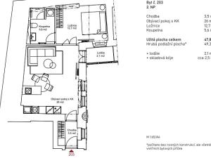 Pronájem bytu 2+kk, Praha - Malá Strana, Nosticova, 48 m2