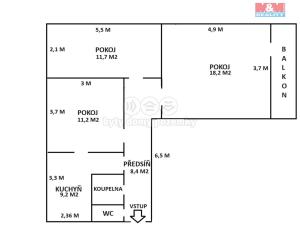 Prodej bytu 3+1, Havířov - Podlesí, Přímá, 62 m2