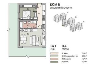 Prodej bytu 2+kk, Praha - Vysočany, Pod Krocínkou, 55 m2