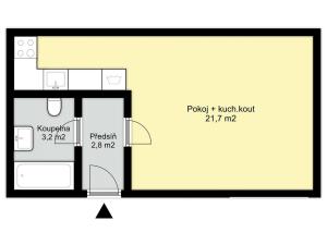 Pronájem bytu 1+kk, Kolín - Kolín III, Václavská, 28 m2