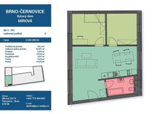 Prodej bytu 3+kk, Brno, Mírová, 53 m2