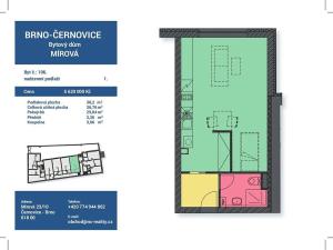 Prodej bytu 1+kk, Brno, Mírová, 38 m2