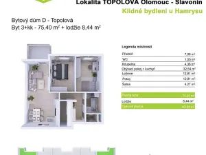 Prodej bytu 3+kk, Olomouc, Topolová, 75 m2