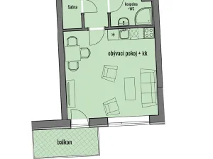 Prodej bytu 1+kk, Brno, Chvalovka, 38 m2