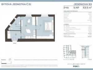 Prodej bytu 2+kk, Praha - Žižkov, Jeseniova, 52 m2