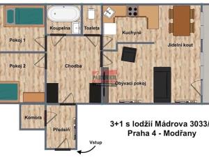 Prodej bytu 3+1, Praha - Modřany, Mádrova, 84 m2