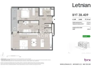 Prodej bytu 3+kk, Praha - Letňany, Tupolevova, 81 m2