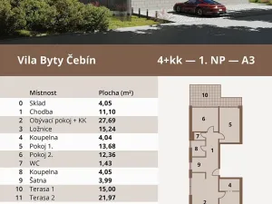 Prodej bytu 4+kk, Čebín, 130 m2