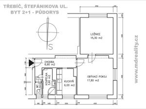 Pronájem bytu 2+1, Třebíč, Štefánikova, 55 m2