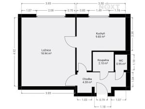 Prodej bytu 1+1, Pardubice, Na Hrádku, 37 m2