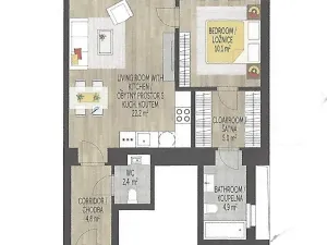 Pronájem bytu 2+kk, Praha - Bubeneč, Šmeralova, 51 m2