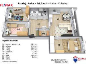 Pronájem bytu 4+kk, Praha - Kobylisy, Pohnertova, 86 m2