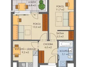 Prodej bytu 2+1, Praha - Hlubočepy, Gollové, 51 m2