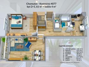 Pronájem bytu 2+1, Chomutov, Kostnická, 58 m2