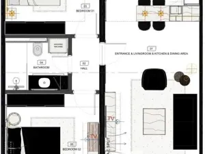 Prodej bytu 3+kk, Dobrá Voda, Černá Hora, 58 m2
