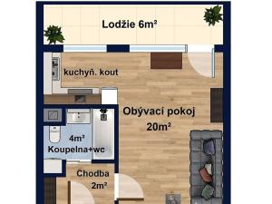 Pronájem bytu 1+kk, Praha - Michle, Mezipolí, 26 m2