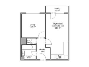 Pronájem bytu 2+kk, Hradec Králové - Nový Hradec Králové, třída Edvarda Beneše, 47 m2