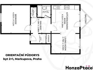 Pronájem bytu 2+1, Praha - Horní Počernice, Markupova, 59 m2
