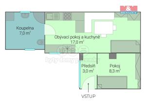 Pronájem bytu 2+kk, Brno, Přímá, 35 m2