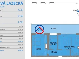 Pronájem bytu 2+kk, Olomouc, Lazecká, 53 m2