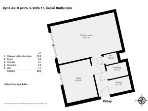Prodej bytu 2+kk, České Budějovice, V. Volfa, 39 m2
