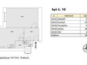 Pronájem bytu 1+1, Praha - Břevnov, Patočkova, 40 m2