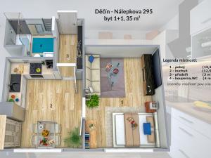 Pronájem bytu 1+1, Děčín - Děčín IX-Bynov, Nálepkova, 35 m2