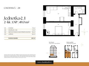 Prodej bytu 2+kk, Praha - Vinohrady, Chodská, 49 m2