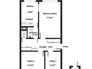Prodej bytu 3+1, Praha - Kolovraty, K vrbě, 61 m2