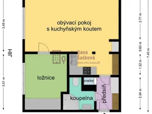 Pronájem bytu 2+kk, Jindřichův Hradec, sídliště Vajgar, 42 m2