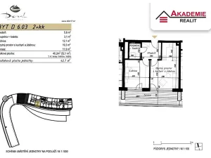 Pronájem bytu 2+kk, Brno, Bystrcká, 42 m2