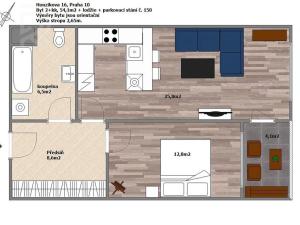 Pronájem bytu 2+kk, Praha - Dolní Měcholupy, Honzíkova, 54 m2