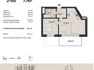 Prodej bytu 2+kk, Brno, Podveská, 49 m2