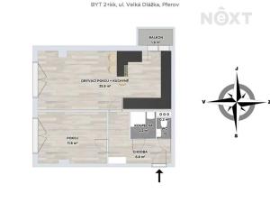 Pronájem bytu 2+kk, Přerov, Velká Dlážka, 51 m2
