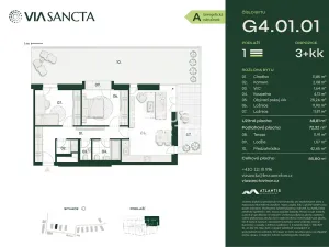 Prodej bytu 3+kk, Praha - Vinoř, Mladoboleslavská, 72 m2