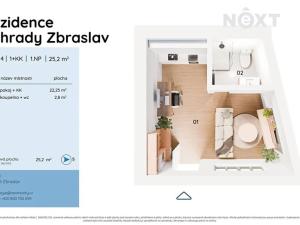 Prodej bytu 1+kk, Praha - Zbraslav, Elišky Přemyslovny, 25 m2