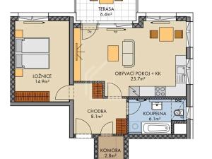 Pronájem bytu 2+kk, Praha - Vysočany, Pod Harfou, 64 m2