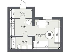 Prodej bytu 1+kk, Praha - Kbely, Toužimská, 29 m2