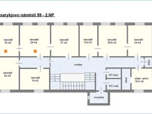 Pronájem kanceláře, Chrudim, Masarykovo náměstí, 56 m2