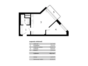 Pronájem bytu 2+kk, Brno, Nachová, 38 m2