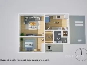 Pronájem bytu 2+1, Děčín, Ruská, 50 m2