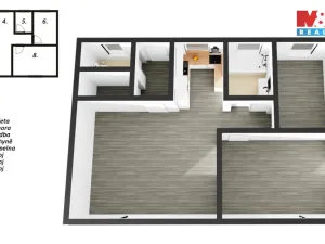 Pronájem bytu 3+kk, Olomouc - Nové Sady, Rooseveltova, 54 m2