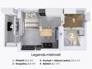 Prodej bytu 1+kk, Praha - Hloubětín, Laponská, 30 m2