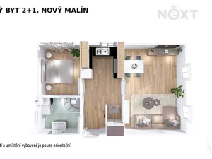 Pronájem bytu 2+1, Nový Malín, 49 m2