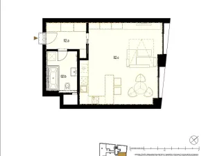 Prodej bytu 1+kk, Brno - Veveří, Slovákova, 46 m2