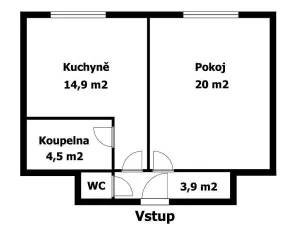 Pronájem bytu 1+1, Plzeň - Doubravka, Masarykova, 44 m2