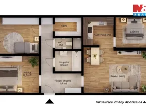 Prodej bytu 3+1, Praha - Stodůlky, Prusíkova, 74 m2