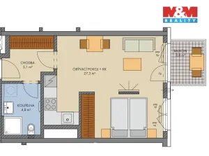 Prodej bytu 1+kk, Kralupy nad Vltavou, Nádražní, 42 m2