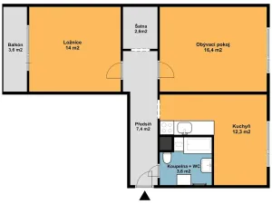 Prodej bytu 2+1, Sobotín, 60 m2